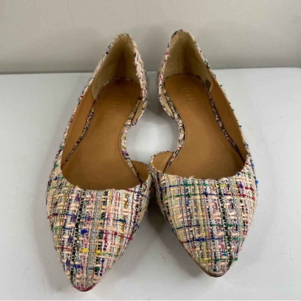 J Crew Tweed D’orsay Flats multicolored